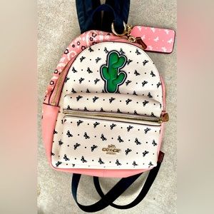 Coach Mini Backpack with Cactus Appliqué with matching luggage tag
